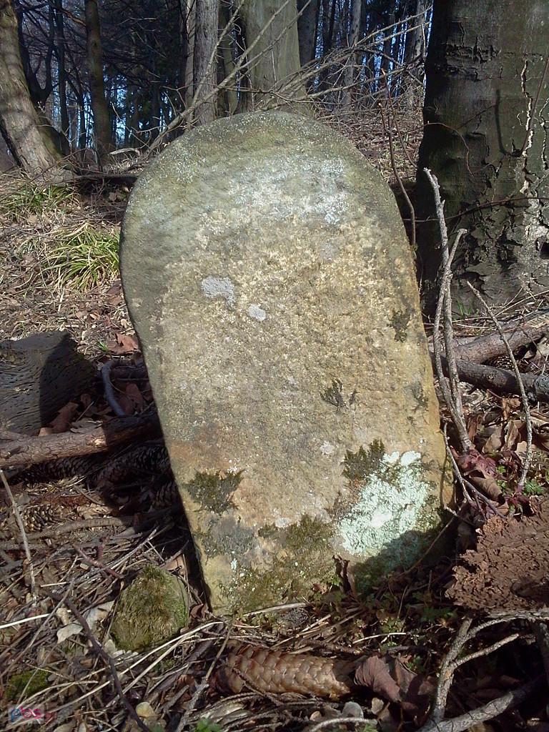 Kamień graniczny zaznaczony na mapie