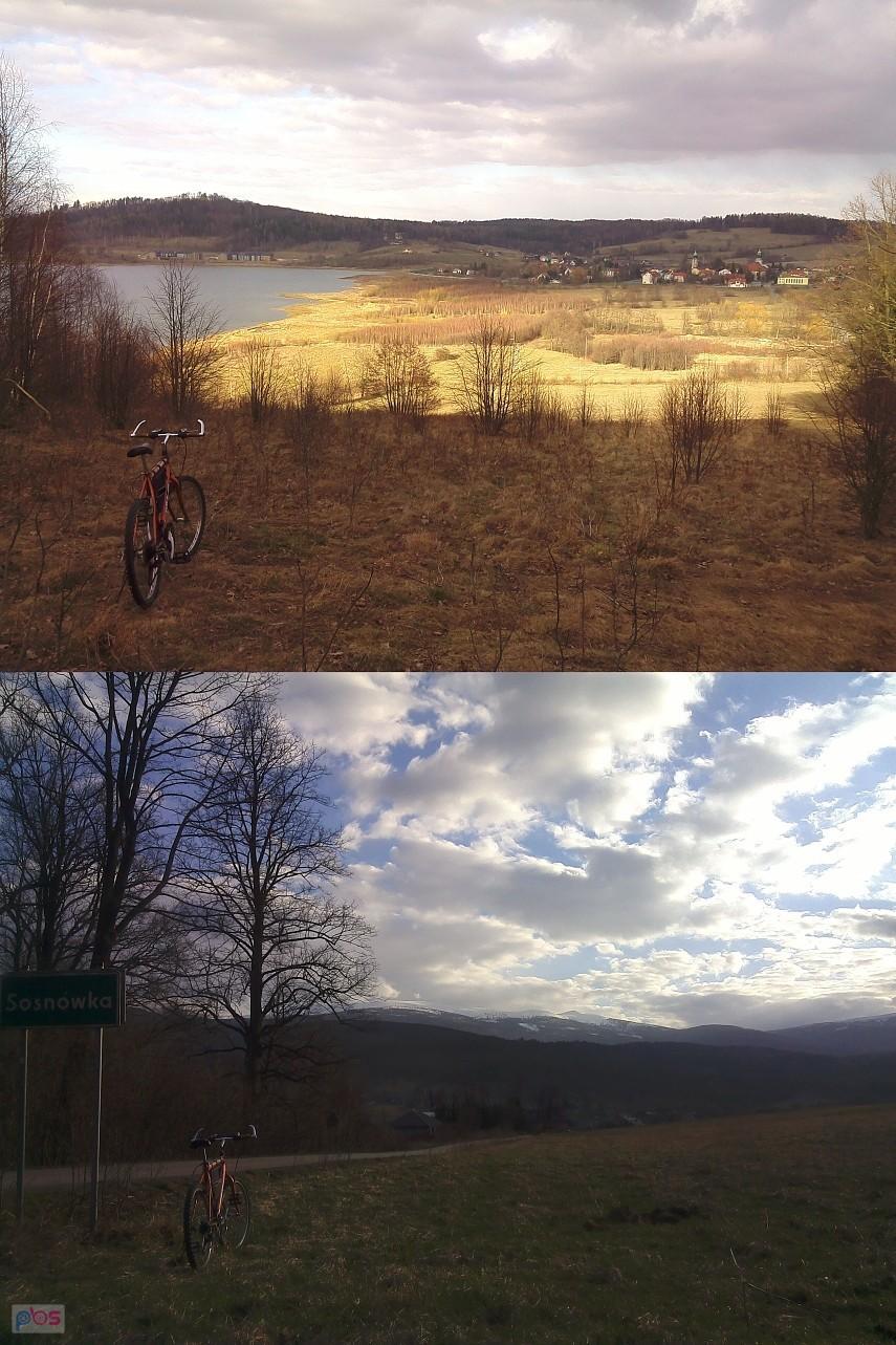Widok na Sosnówkę odpołudnia (na górze) i od północy (na dole)