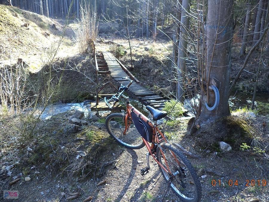 Mostek dla pdważnych w czeluściach Doliny Małej Kamiennej
