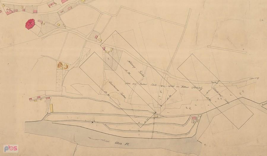 Mapka pól górniczych w Cieszynie z 1851 r.