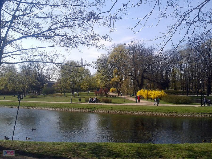 Na brzegiem stawu. Park Helenów