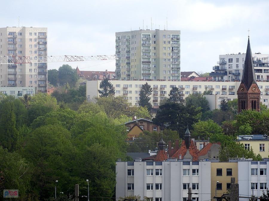 Widok z wiaduktu Łękno 4 maja 19 r.