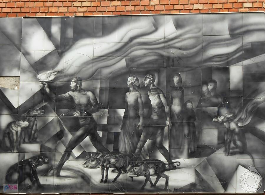 mural przy hucie w Hollohazie