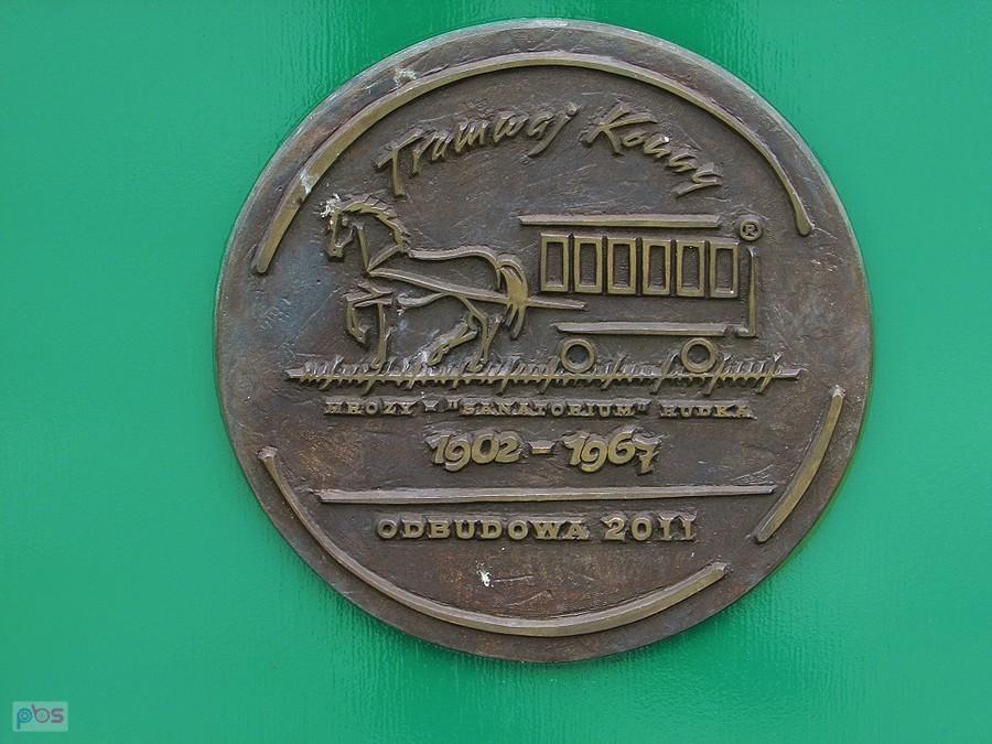 Mrozy - emblemat na wagoniku tramwaju konnego