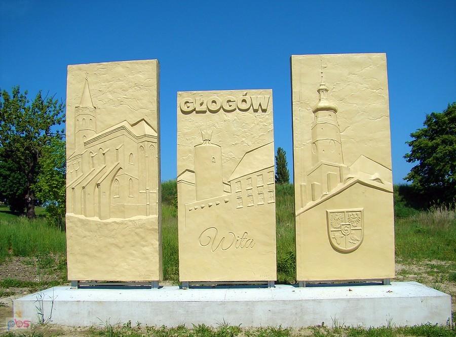 Witacze przed wjazdem do Głogowa. Kolegiata, Zamek i Ratusz