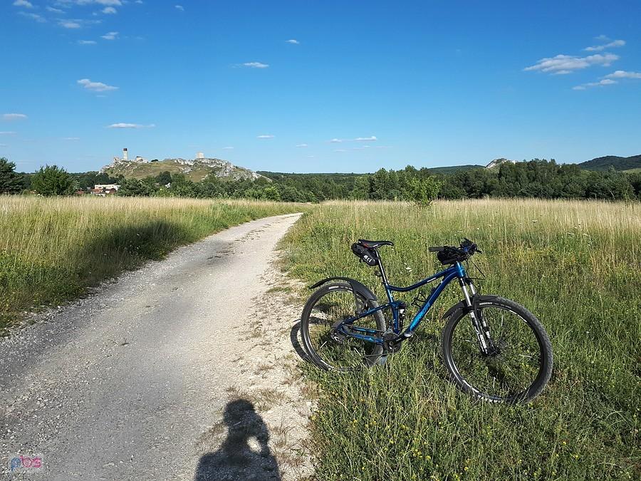 Merida One-Twenty na tle ruin zamku w Olsztynie (powiat częstochowski)