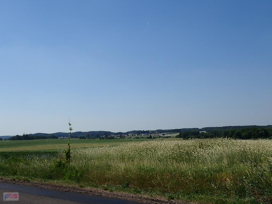 Płaski krajobraz na zachód od Mławy