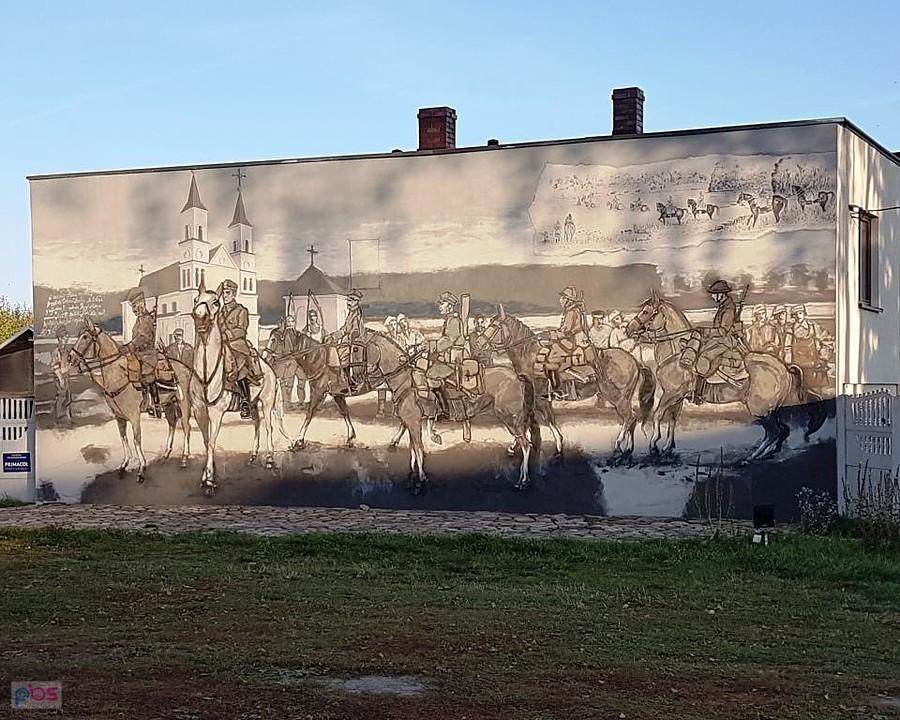 Poręba. Mural o 110 Pułku Ułanów ("Hubalczycy")