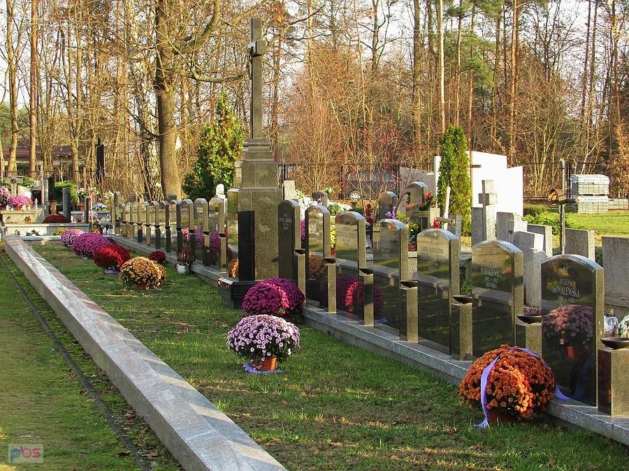 Aleja z grobami aktorów zmarłych w skolimowskim Domu Aktora