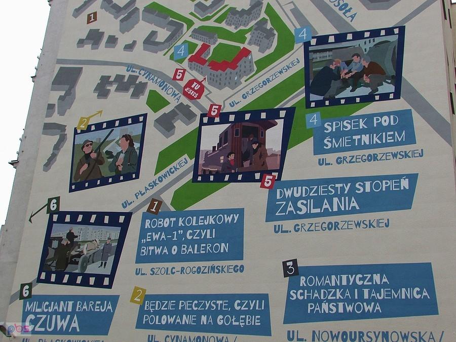 Mural z filmowymi klatkami
