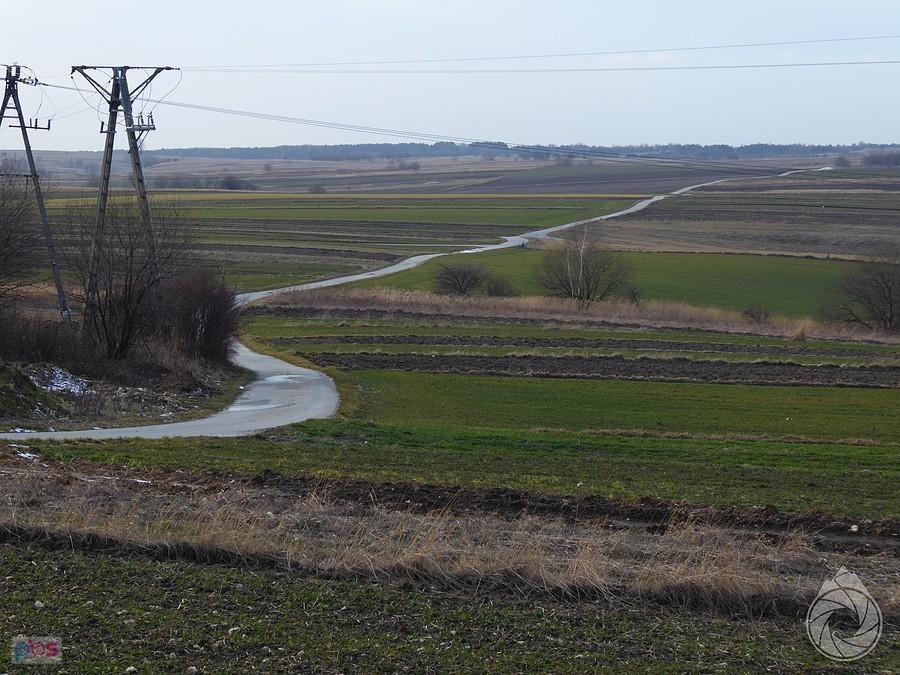 droga wśród pól po wierchowinie nad Sułoszową