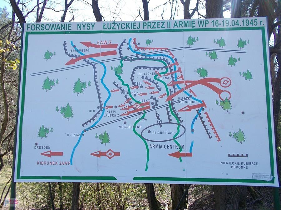 Mapa forsowania Nysy Łużyckiej przez II Armię Wojska Polskiego