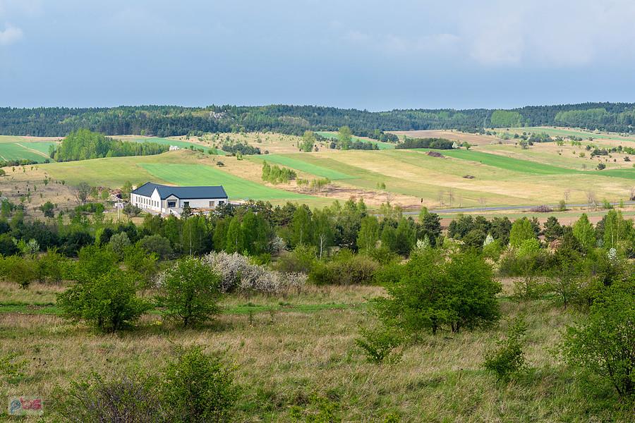 Ujęcie ze wzniesienia Parchowotka w Żarkach, kadr w stronę Przewodziszowic