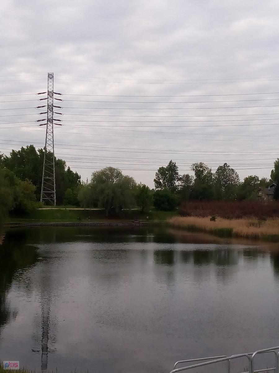Staw z widokiem na linię wysokiego napięcia
