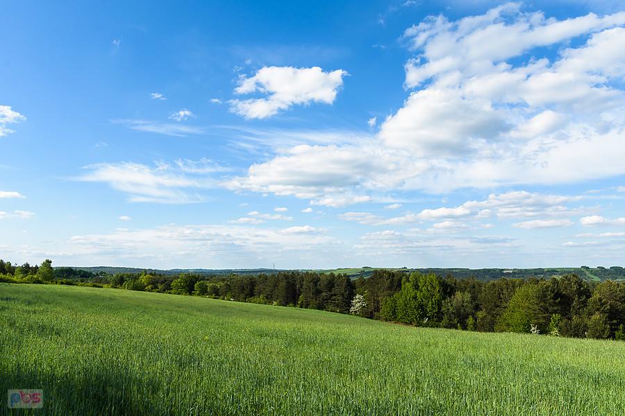 Widok w kierunku Bobolic (bliżej lewej strony) i Zdowa (bardziej po prawej) - obok Kolonii Hucisko
