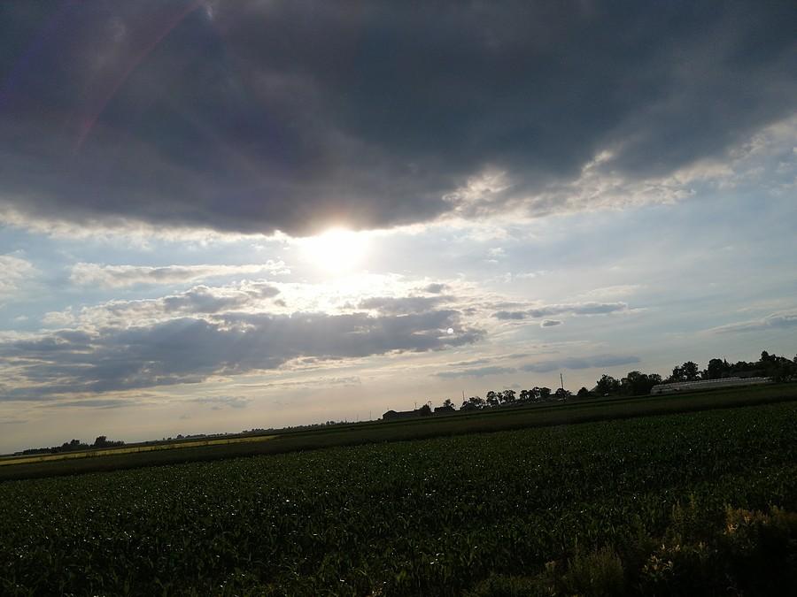 Znowu zdjątko z rąsi, bo myślałem nie robić postojów. Niestety w Brudzewie za kościołem trafiam na szuter-tarkę, o którym zapomniałem, bo dawno tędy nie jechałem i prowadzę rower przez dobry kilometr.
