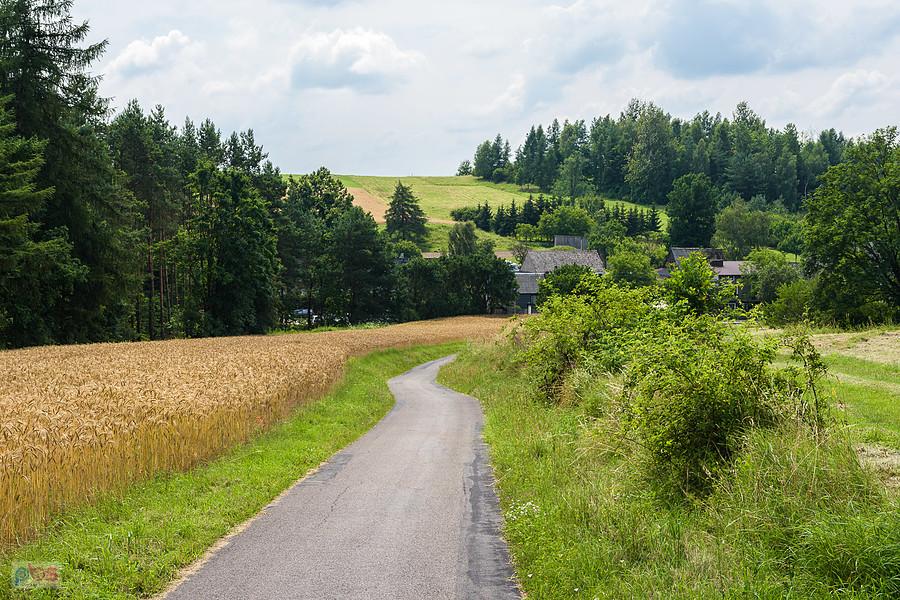 Równym asfaltem z Ostrężnika i Czatachowej - widok na Przewodziszowice