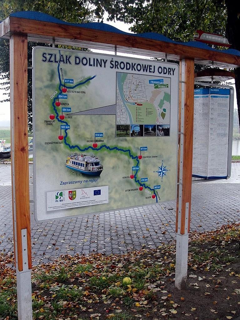 Dolina środkowej Odry - tablica w Słubicach