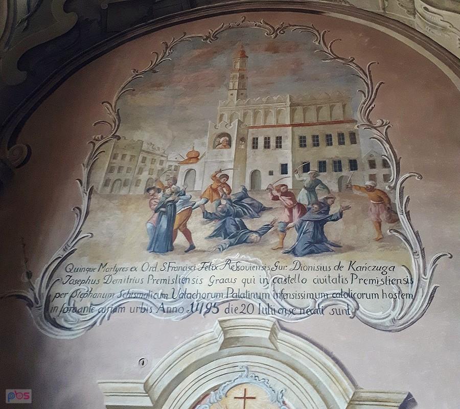 Tajemniczy fresk u Franciszkanów w Przemyślu przedstawiajacy męczeńską śmierć pięciu zakonników