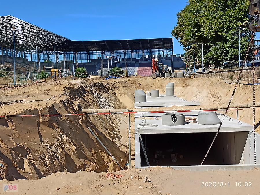 Przebudowa stadionu - widok od ulicy Twardowskiego.