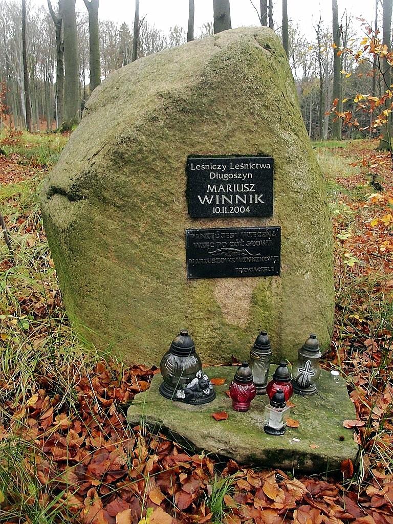 Kamień pamiątkowy leśniczego Mariusza Winnika