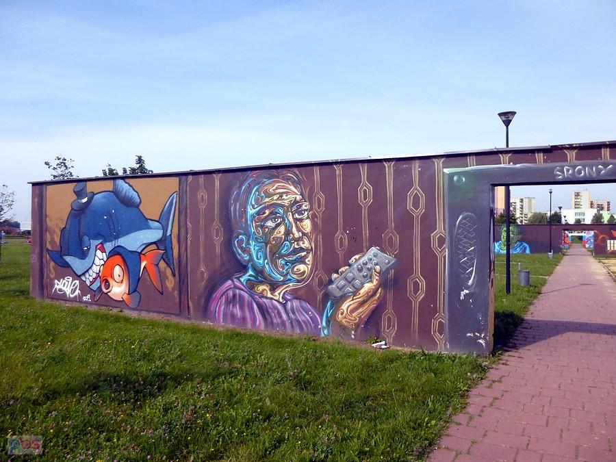Graffiti na murze w parku