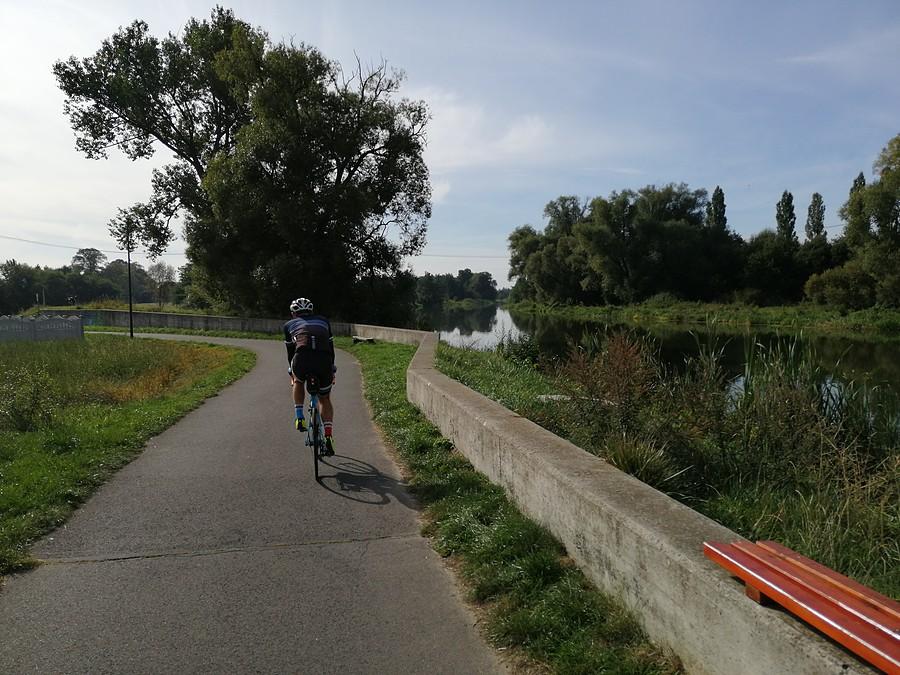 Ścieżka rowerowa w Kaliszu wzdłuż Prosny.