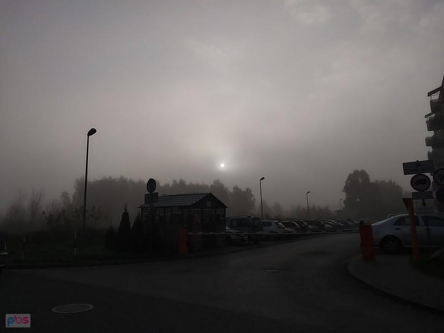 Słońce przebija się przez mgłę