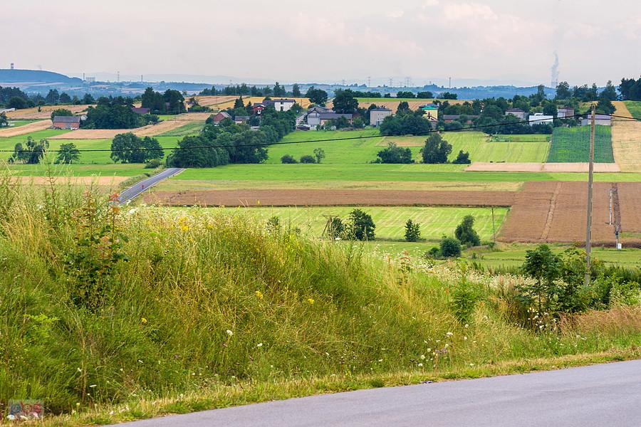 Po zdobyciu wzniesienia - Podżarze, integralna część wsi Pińczyce - widoki na południe