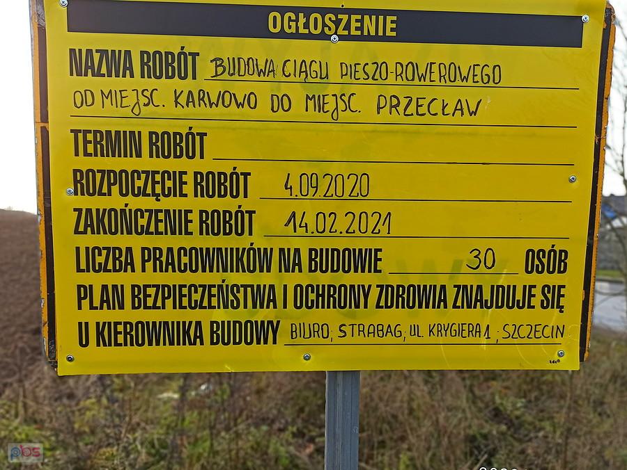 Tablica informacyjna przy budowie DDR-ki.