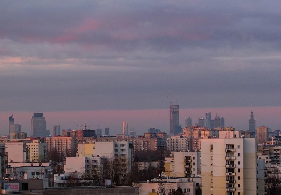 Widok z Ursynowa, już teraz widać, że Varso jest najwyższy