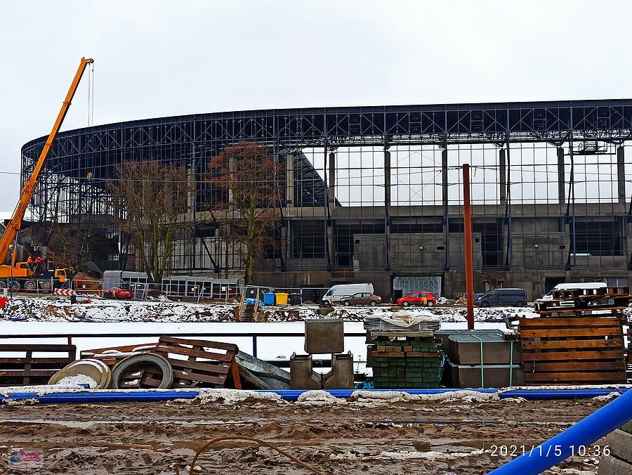Jeszcze jedno ujęcie widoku stadionu Pogoni 5 stycznia 21 r.