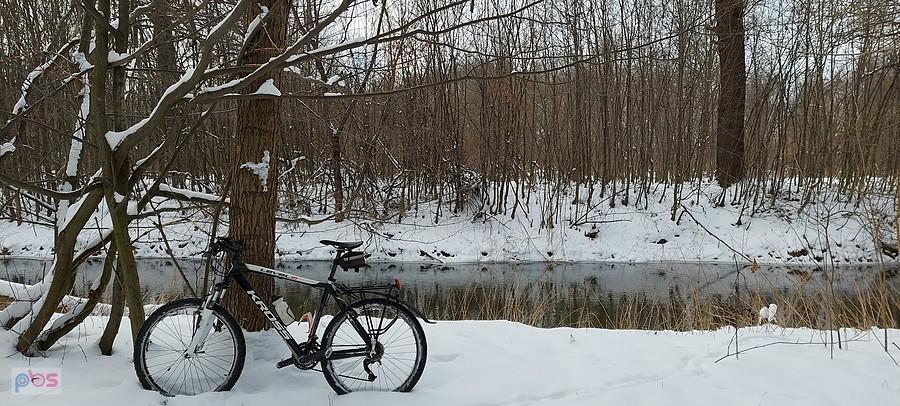 Zimowe bikefoto nad Bystrzycą