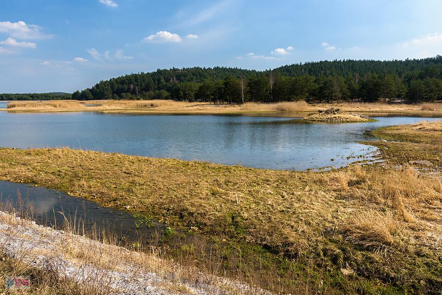 Jezioro w Dzibicach widziane od północno-zachodniej strony.
