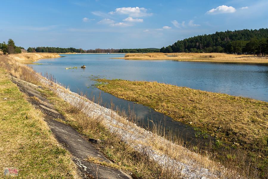 Jezioro w Dzibicach widziane od północno-zachodniej strony
