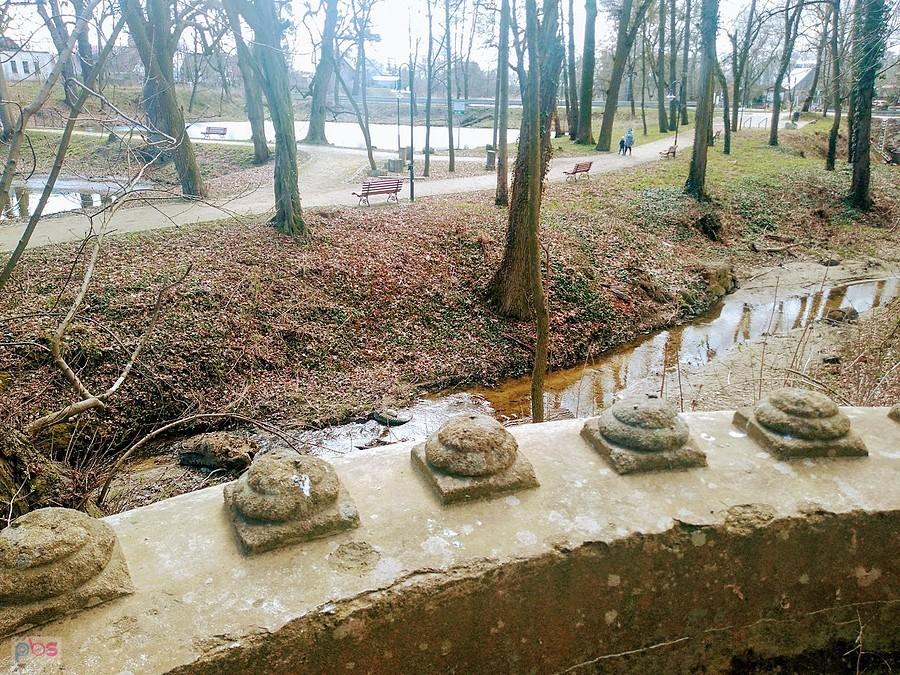 Park w Wojanowie - pozostałości po pałacu