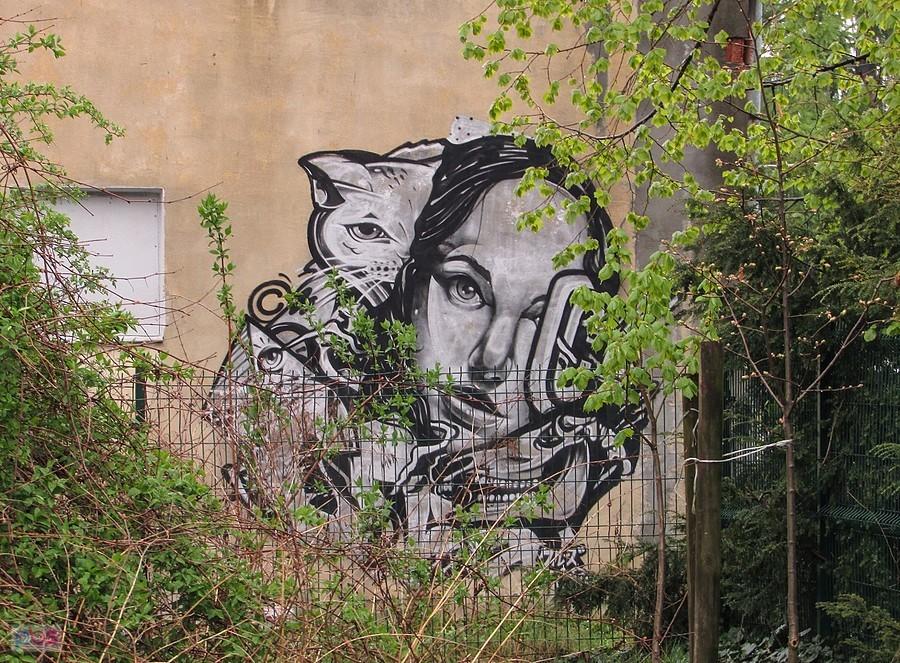 Mural na d. budynku PGR Mysiadło
