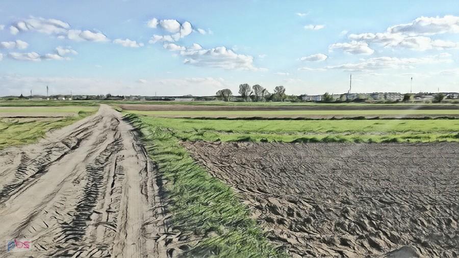 Tak mi się dobrze i bezmyslnie jechało,że za Podolszynem skończył się asfalt, fotka przerobiona na rysunek wygląda tez całkiem wporzo.