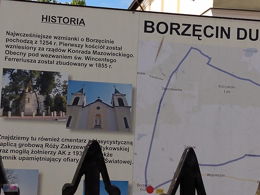 Tablica informacyjna. Borzęcin to bardzo stara miejscowość