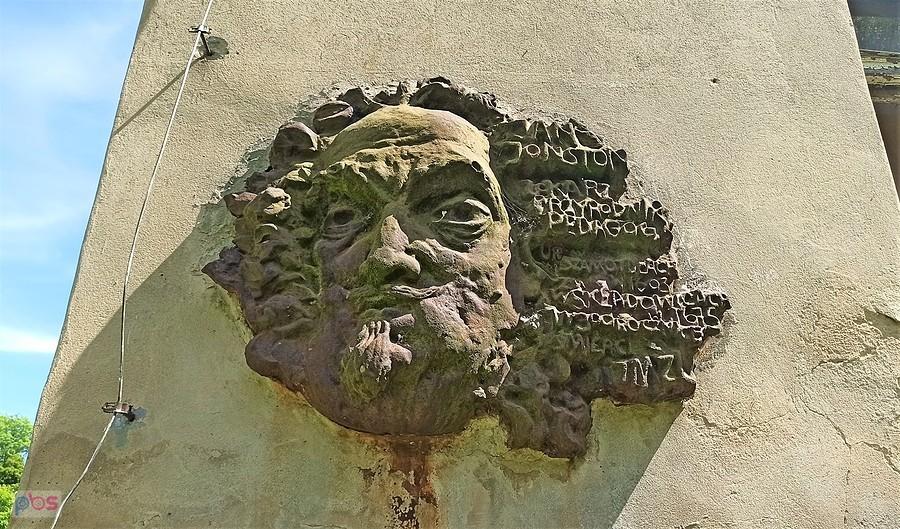 Płaskorzeźba przedstawiająca głowę wybitnego polskiego przyrodnika, pedagoga i lekarza Jana Jonstona ufundowana w 300 rocznicę jego śmierci.