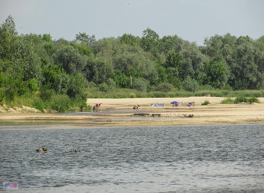 Piaszczyste plaże po stronie Ostrówka