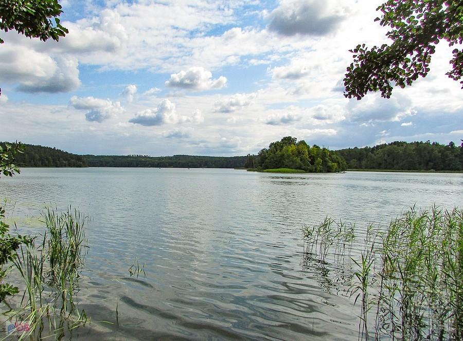Jezioro Zbiczno z wyspą na środku