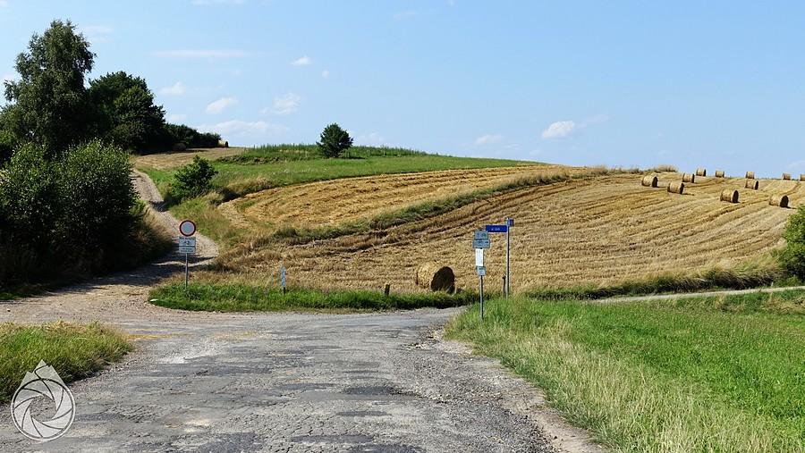 znów wjazd w między pola