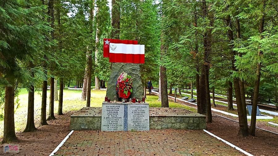Cmentarz wojenny z czasów II wojny światowej. Borne Sulinowo, w lesie w kierunku Szczecinka.
