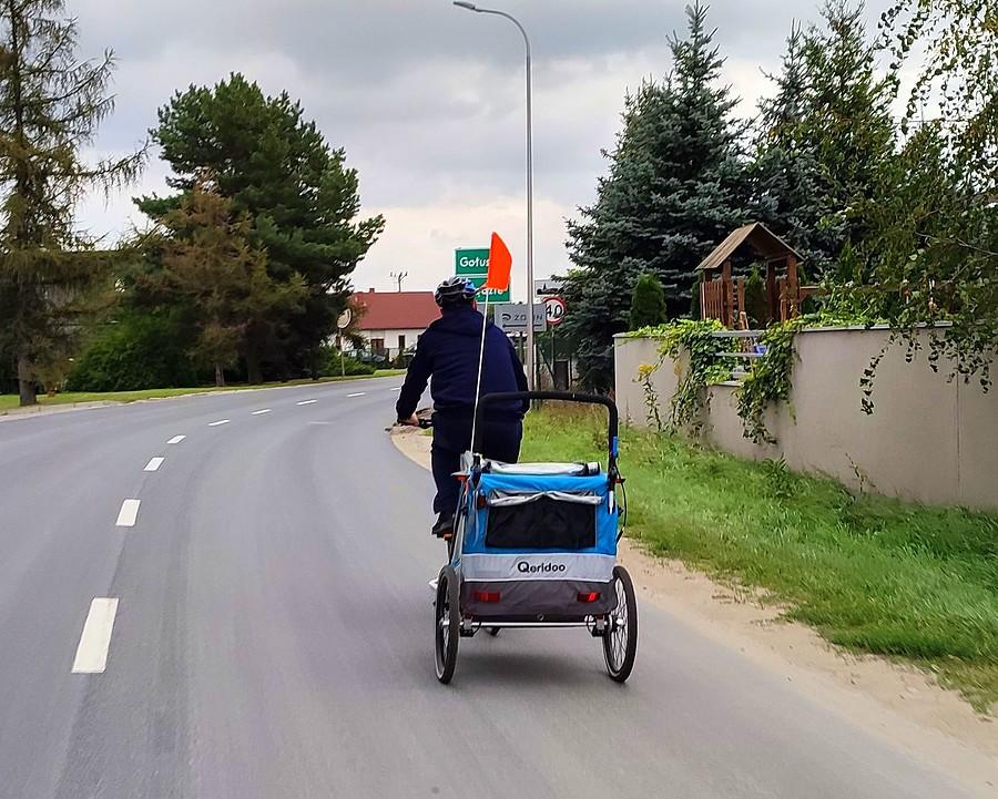 Dzielnie pedałujący przyczepkowiec