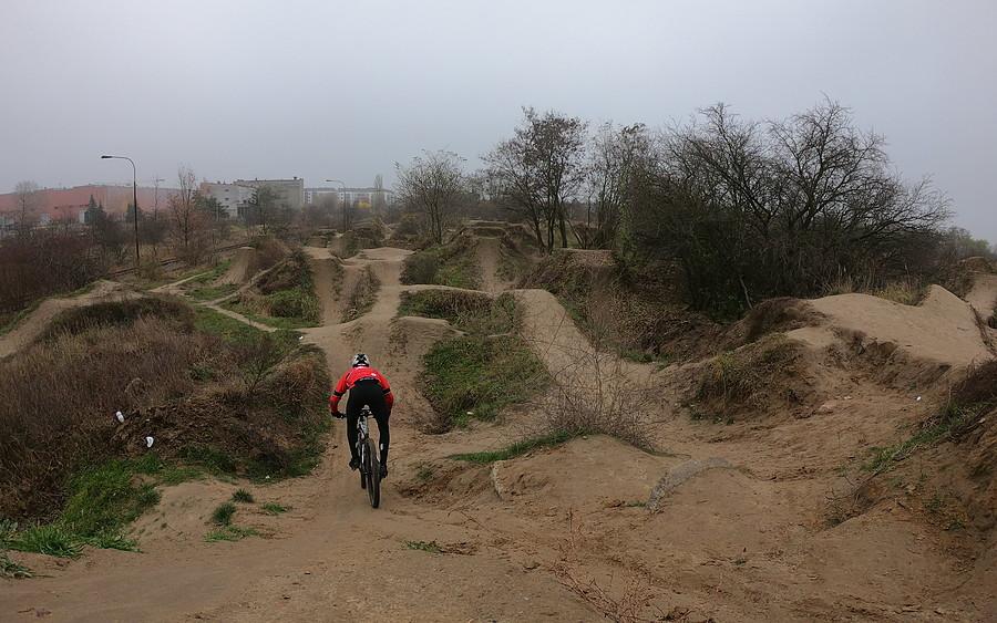 Rasowy MTB-owiec na terenowym torze BMX - lekko nie było