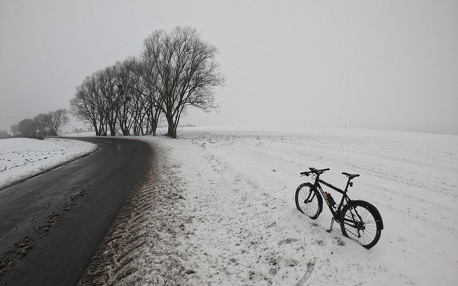 Śnieżno - polne klimaty z trasy