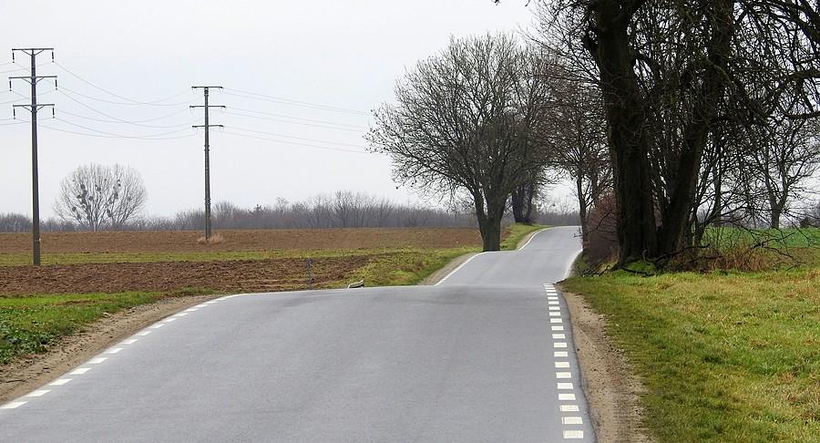 Falująca droga między Lusówkiem a Lusowem