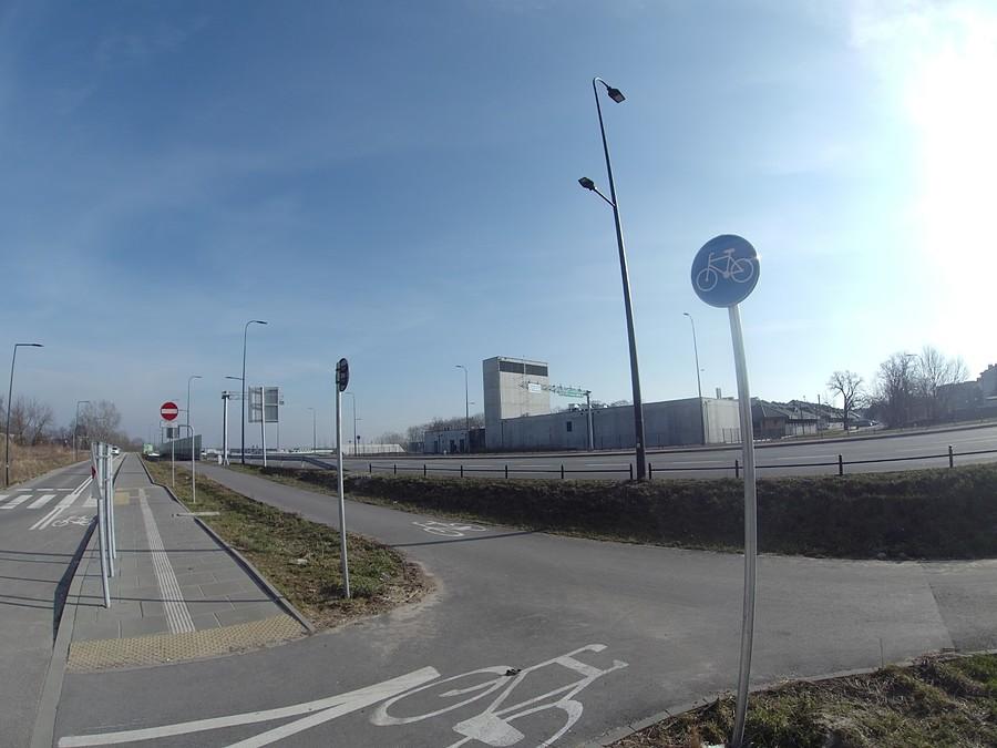 Nowa droga dla rowerów, wjazd z Nowoursynowskiej