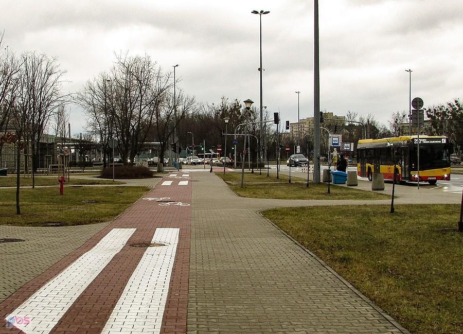 DDR przeplatany zebrami przy Metro Młociny